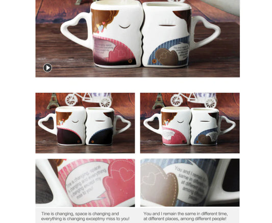 Color-Changing Couple Mugs - Ceramic Kiss Design